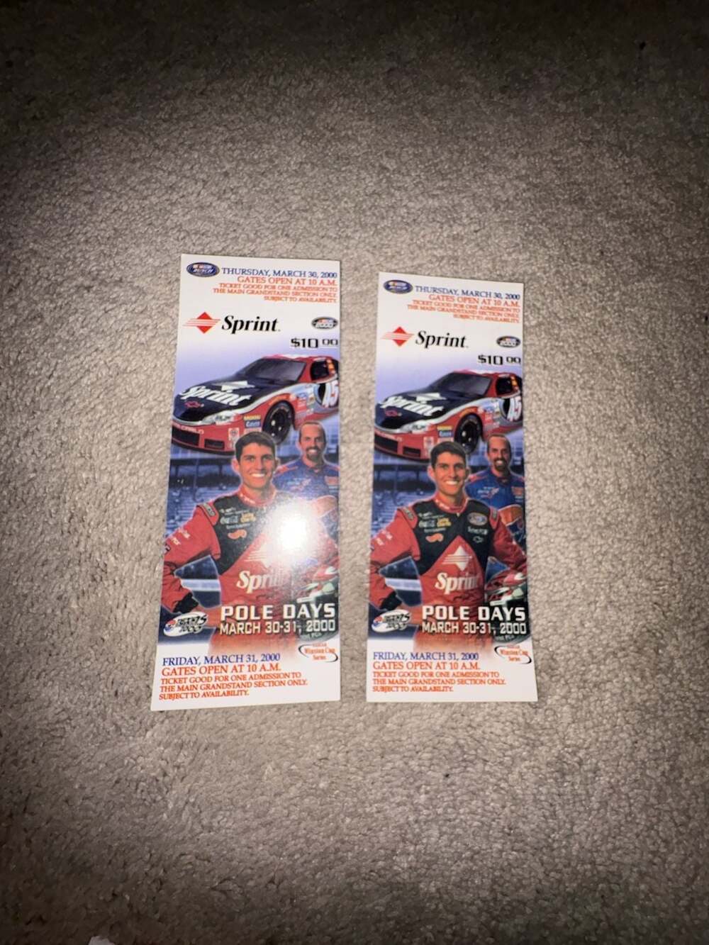 Pair of 2000 Texas Motor Speedway Pole Days NASCAR Sprint Cup Series Tickets Fea